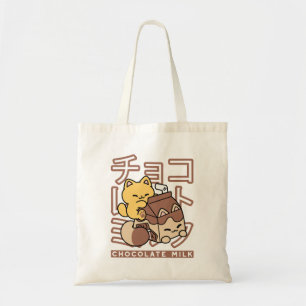 Schattigee Cat Riding Chocolademelk Karton Kawaii Tote Bag