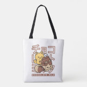 Schattigee Cat Riding Chocolademelk Karton Kawaii Tote Bag (Achterkant)