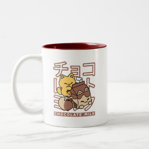 Schattigee Cat Riding Chocolademelk Karton Kawaii  Tweekleurige Koffiemok