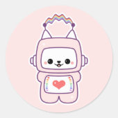 Schattigee Cat Robot Ronde Sticker (Voorkant)