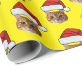 Schattigee Cat Santa Hat | Custom Face Cat Christm Cadeaupapier (Rol Hoek)