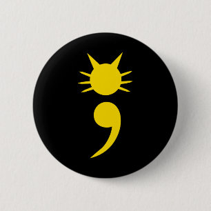 Schattigee Cat Semicolon Kan Geestelijke Gezondhei Ronde Button 5,7 Cm