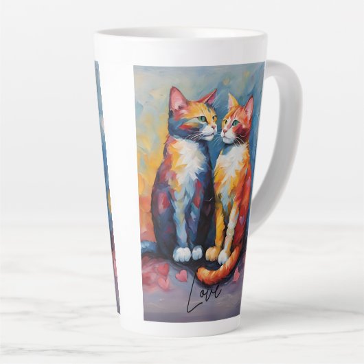 Schattigee Cat Stylish Animal Cat Latte Coffee Mok (Rechterhoek)