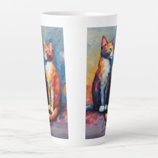 Schattigee Cat Stylish Animal Cat Latte Coffee Mok (Voorkant)