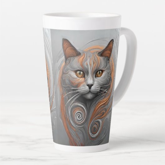 Schattigee Cat Stylish Animal Cat Latte Coffee Mok (Rechterhoek)