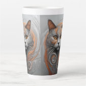 Schattigee Cat Stylish Animal Cat Latte Coffee Mok (Voorkant)