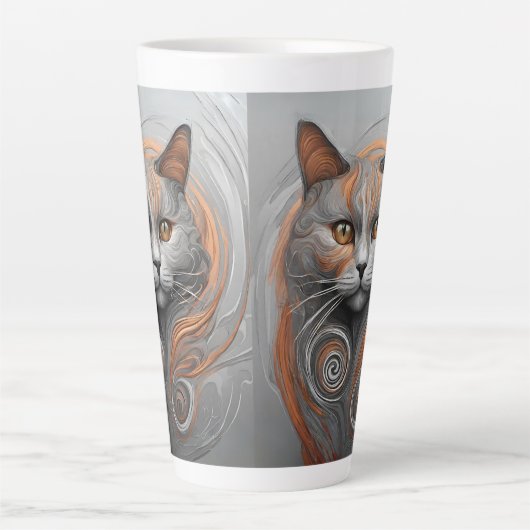 Schattigee Cat Stylish Animal Cat Latte Coffee Mok (Voorkant)