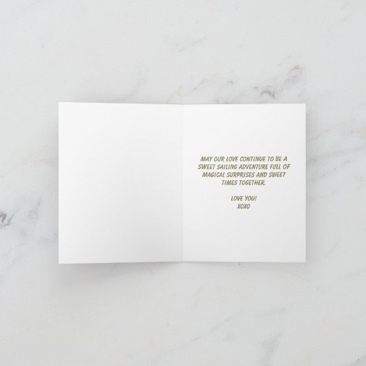 Schattigee Cat Sweet Adventure Zeilboot Valentijn Feestdagen Kaart (Binnen)