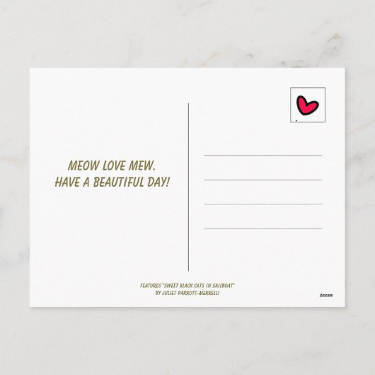 Schattigee Cat Sweet Adventure Zeilboot Valentijn Feestdagenkaart (Achterkant)