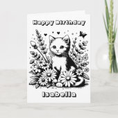 Schattigee Cat thema Kleurplaat Verjaardag van het Kaart (Voorkant)