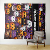 Schattigee Cat Theme Halloween Party Foto Achtergr Wandkleed (In Situ (horizontaal))