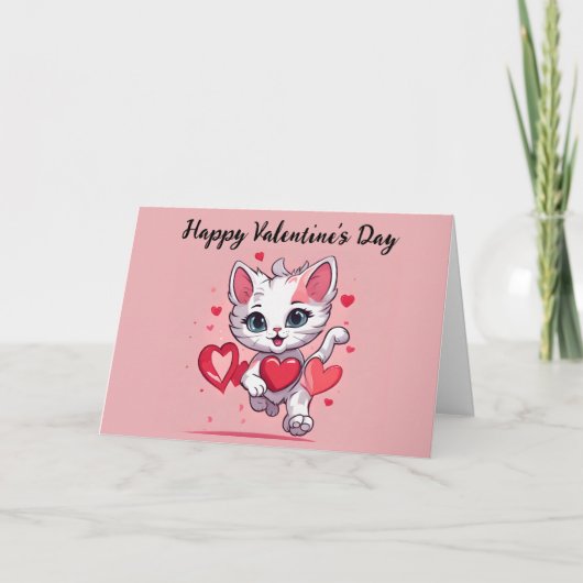 Schattigee Cat Theme Valentijnsdag Kaart (Voorkant)