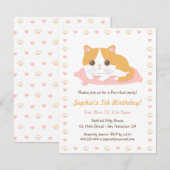 Schattigee Cat Theme Verjaardagsfeestuitnodigingen Kaart (Voorkant / Achterkant)