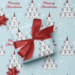 Schattigee Cat Tree Christmas Wrapping Paper Cadeaupapier<br><div class="desc">Deze giftwrap is voorzien van een leuke illustratie van katten die in een kerstboom of piramidevorm staan over een lichtblauwe achtergrond met het gezegde "Meowy Christmas". Een uniek,  zoet inpakpapier voor kattenliefhebbers!</div>
