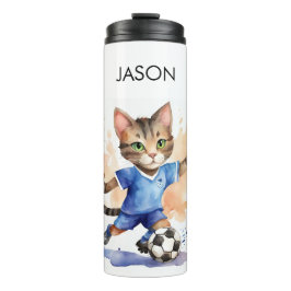 Schattigee Cat Voetbal Thema Drink Tumbler Thermosbeker