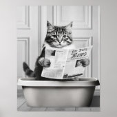 Schattigee Cat Wall Art, zwart-wit kleine badkamer Poster (Voorkant)