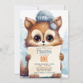 Schattigee Cat Winter Aangepaste Verjaardagsfeest Kaart (Voorkant)