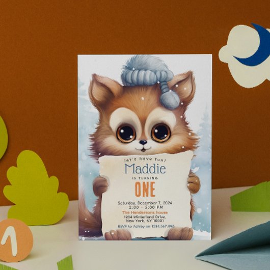 Schattigee Cat Winter Aangepaste Verjaardagsfeest Kaart