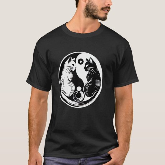 Schattigee Cat Yin Yang T-shirt (Voorkant)