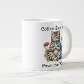 Schattigee Cat Yoga Pose Meditatie Grappig Kat Quo Grote Koffiekop (Voorkant rechts)