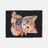 Schattigee Cat zomervlag Amerikaanse herdenkingsda Fleece Deken (Voorkant (Horizontaal))