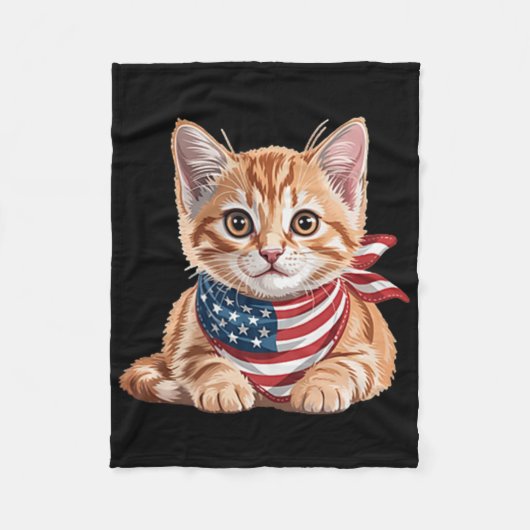 Schattigee Cat zomervlag Amerikaanse herdenkingsda Fleece Deken (Voorkant)