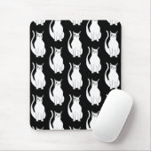 Schattigee Cat Zwart Wit Patroon Cartoon Muismat (Met muis)