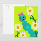 Schattigee Caterpillar en Daisies Briefkaart (Voorkant / Achterkant)