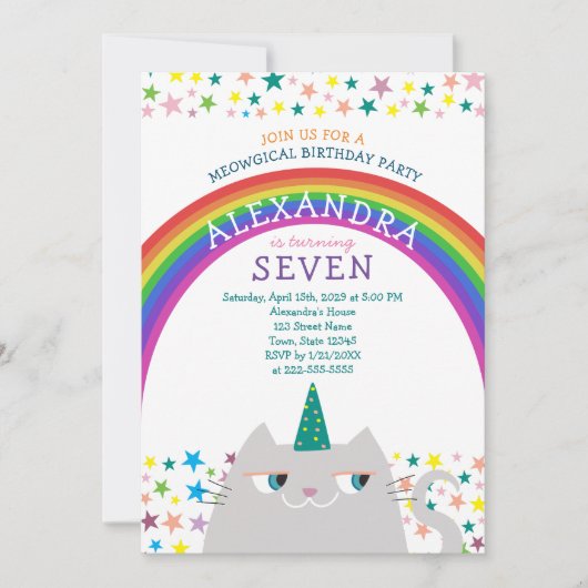 Schattigee Caticorn Verjaardag Kaart (Voorkant)