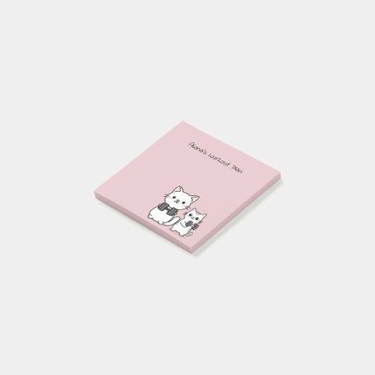 Schattigee Cats Fitness Planner Gepersonaliseerde  Post-it® Notes (Schuin)