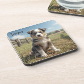 Schattigee Cattle Dog Gepersonaliseerde Beverage C Bier Onderzetter (Linkerzijde)