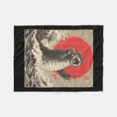 Schattigee Catzilla Cat Japanese Art Funny Cat Fleece Deken (Voorkant (Horizontaal))
