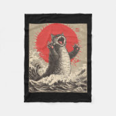 Schattigee Catzilla Cat Japanese Art Funny Cat Fleece Deken (Voorkant)