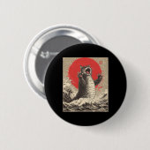 Schattigee Catzilla Cat Japanese Art Funny Cat Ronde Button 5,7 Cm (Voorkant /achterkant)
