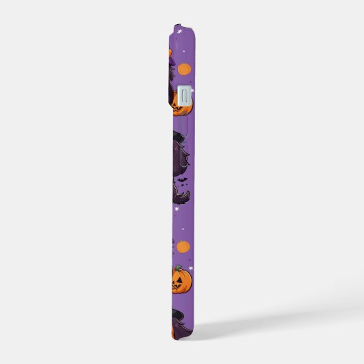 Schattigee Cavalier King Charles halloweenpatroon iPhone 15 Case (Linkerkant)