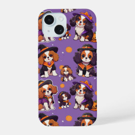 Schattigee Cavalier King Charles halloweenpatroon iPhone 15 Case
