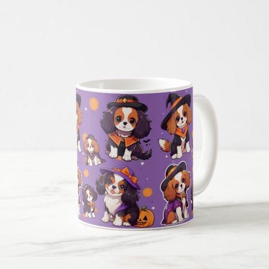 Schattigee Cavalier King Charles halloweenpatroon Koffiemok (Voorkant rechts)