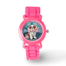 Schattigee Cavalier King Charles Pastel Glas in lo Horloge