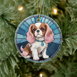 Schattigee Cavalier King Charles Pastel Glas in lo Keramisch Ornament