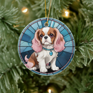 Schattigee Cavalier King Charles Pastel Glas in lo Keramisch Ornament