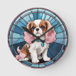 Schattigee Cavalier King Charles Pastel Glas in lo Ronde Klok