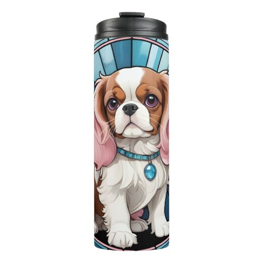 Schattigee Cavalier King Charles Pastel Glas in lo Thermosbeker (Voorkant)