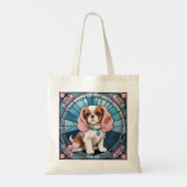 Schattigee Cavalier King Charles Pastel Glas in lo Tote Bag (Achterkant)