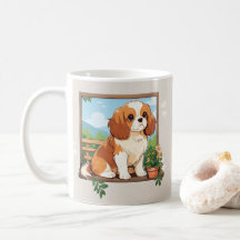 Schattigee Cavalier King Charles Pastel met bloeme
