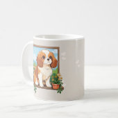 Schattigee Cavalier King Charles Pastel met bloeme Koffiemok (Voorkant links)