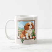 Schattigee Cavalier King Charles Pastel met bloeme Koffiemok (Links)