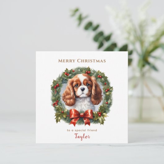 Schattigee Cavalier King Charles Spaniel Hondenker Kaart (Staand voorkant)