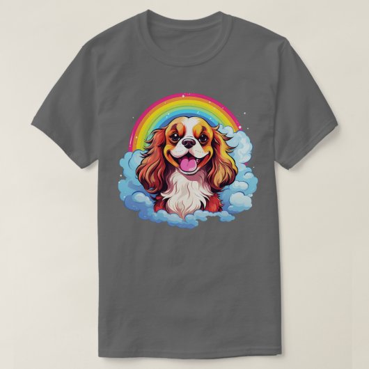 Schattigee Cavalier King Charles Spaniel Regenboog T-shirt (Design voorkant)