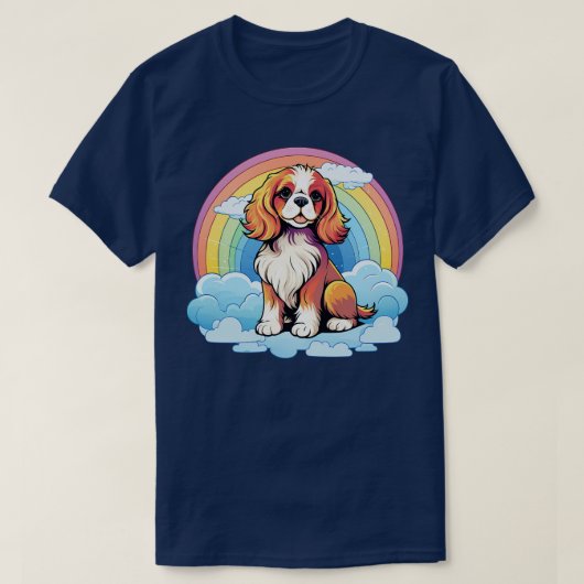 Schattigee Cavalier King Charles Spaniel Regenboog T-shirt (Design voorkant)