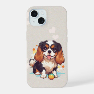 Schattigee Cavalier King Charles Tricolor met een  iPhone 15 Case